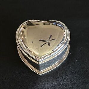 Silver Plate Heart Shape Hinged Lid Vintage Trinket Box